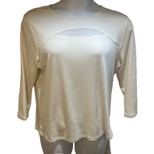 Rafaella Studio Top Shirt Womens XL Ivory Sheer Chest, Peek a Boo